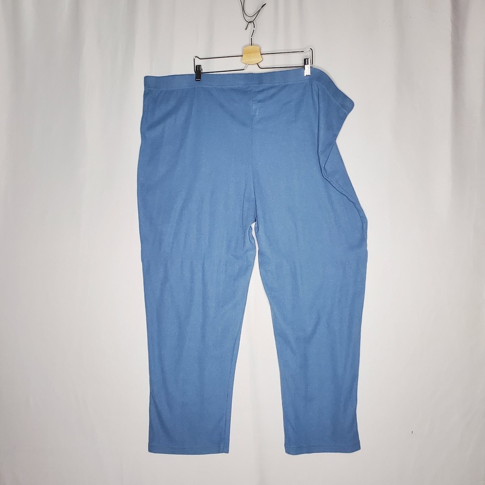 Fashion Formulas Vtg 60s Knit Pant Top Set Womens 3X Blue Textured Button Pocket - Picture 3 of 16